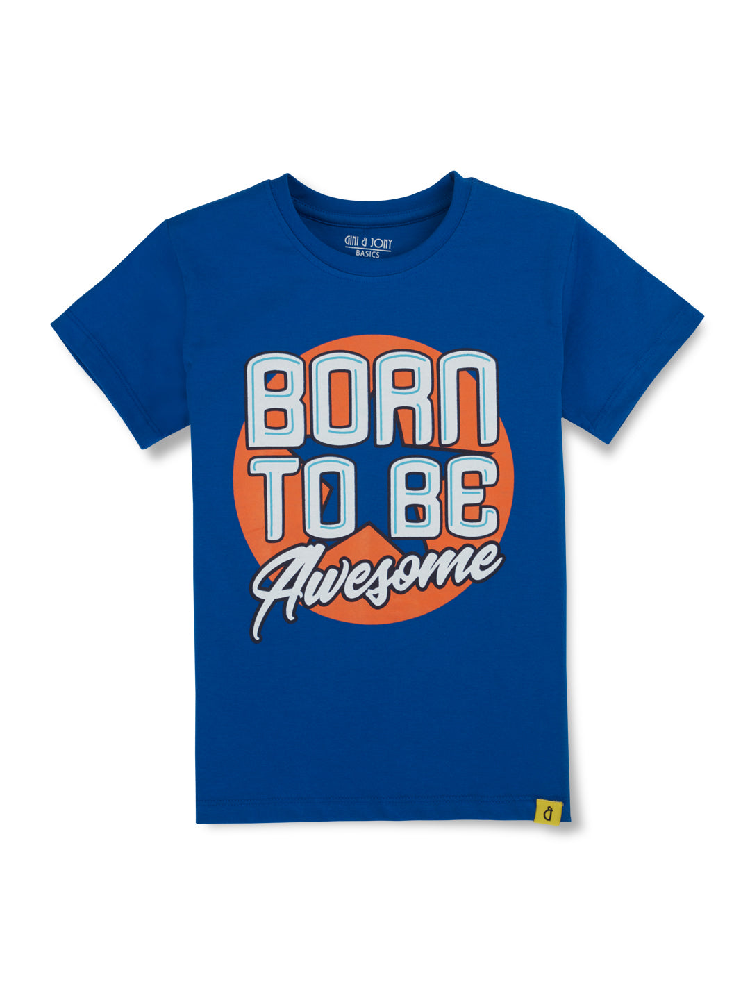 Boys Blue Typographic Print Cotton T-Shirt Half Sleeves