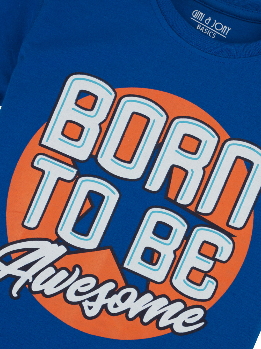 Boys Blue Typographic Print Cotton T-Shirt Half Sleeves