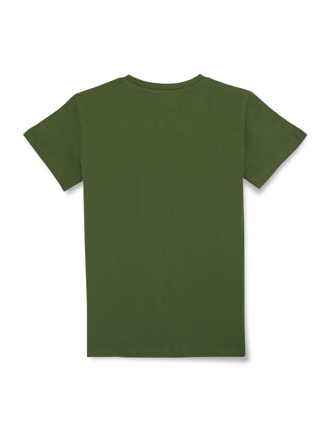 Boys Olive Typographic Print Cotton T-Shirt Half Sleeves