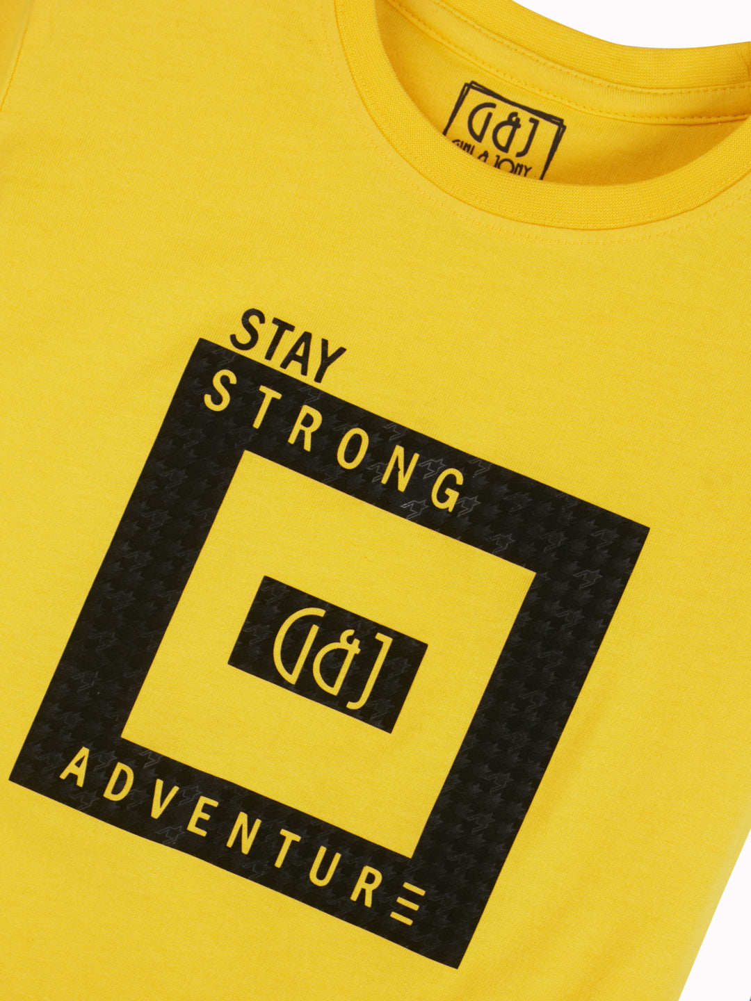 Boys Yellow Typographic Print Cotton T-Shirt Half Sleeves