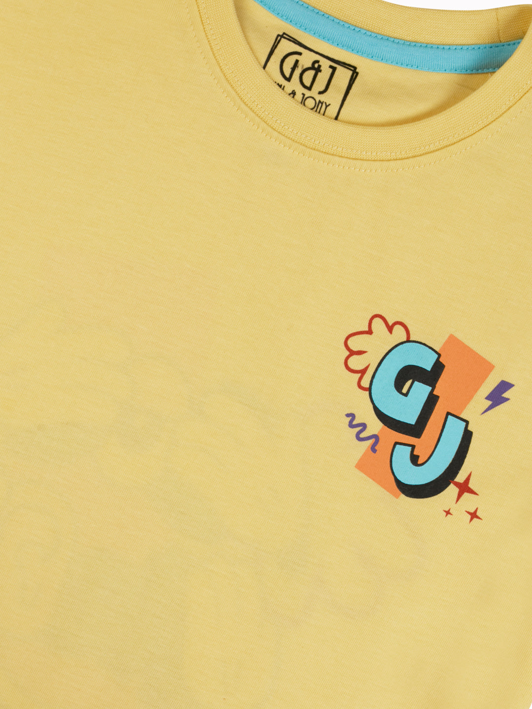 Boys Yellow Graphic Print Cotton T-Shirt Half Sleeves