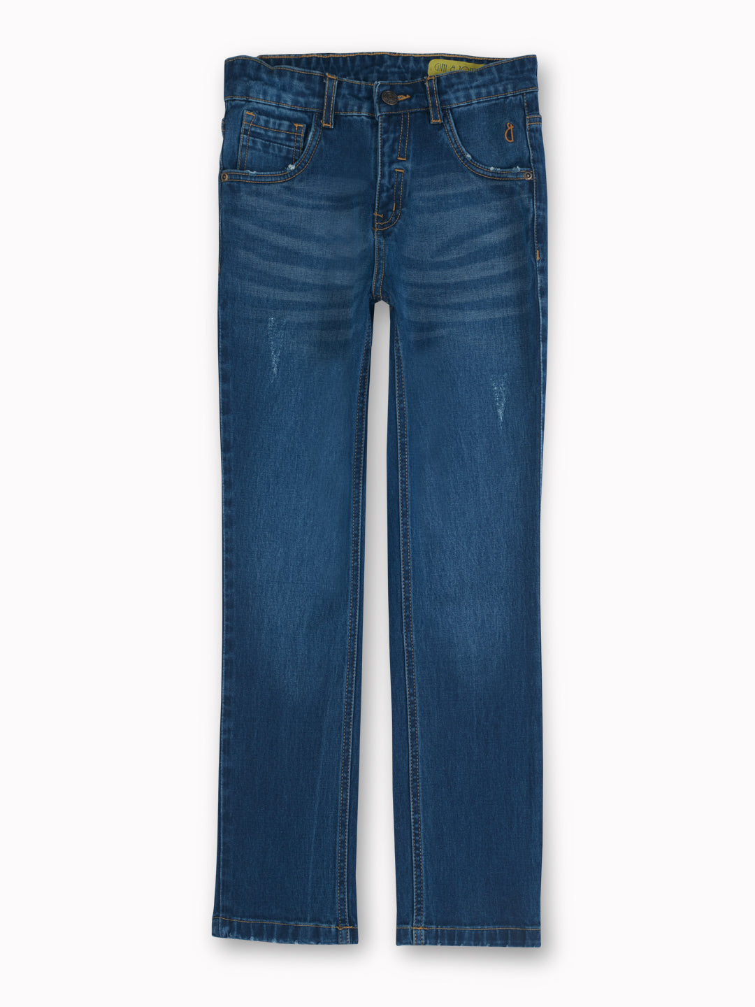 Boys Blue Washed Denim Jeans Fixed Waist