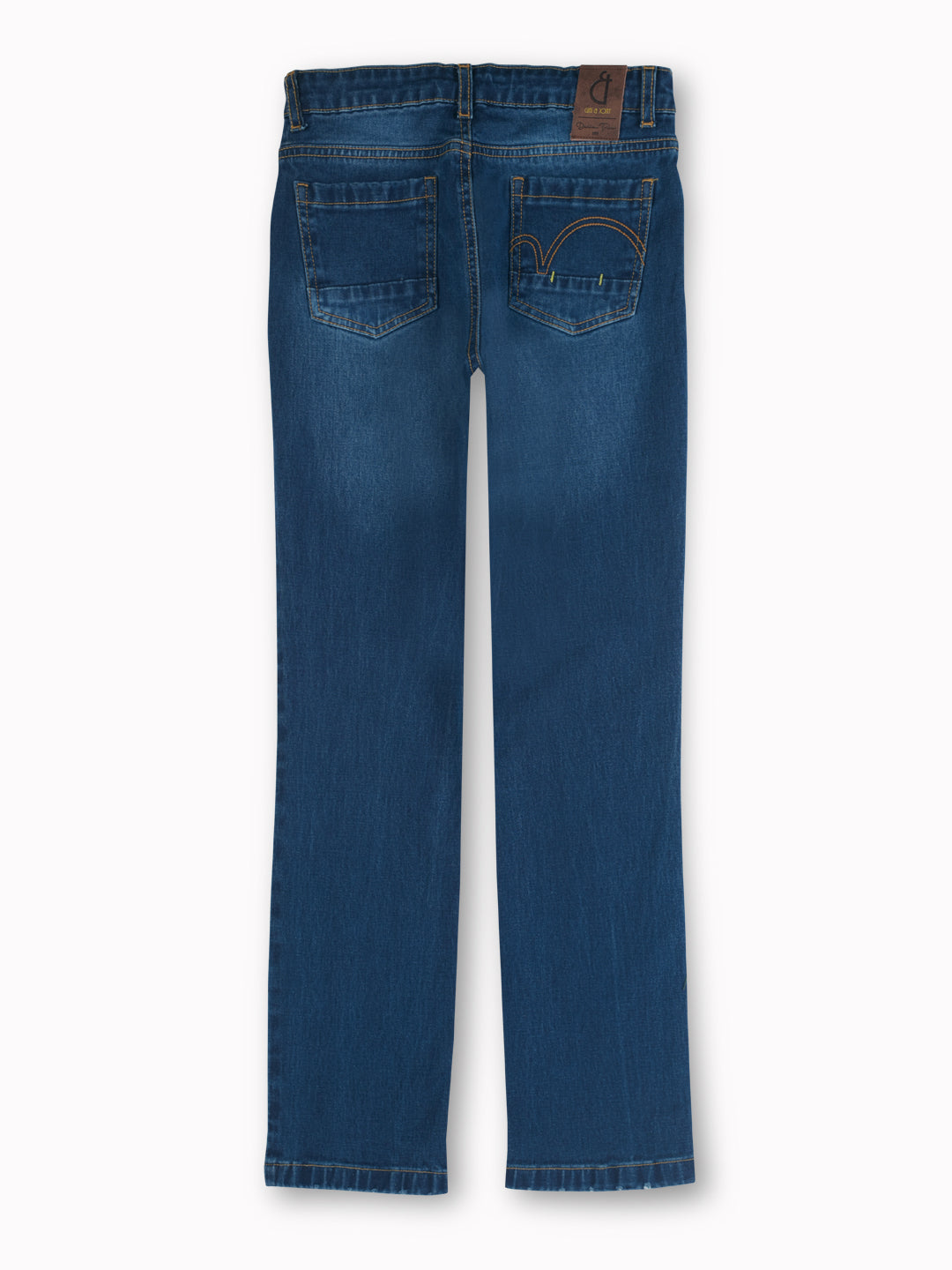 Boys Blue Washed Denim Jeans Fixed Waist
