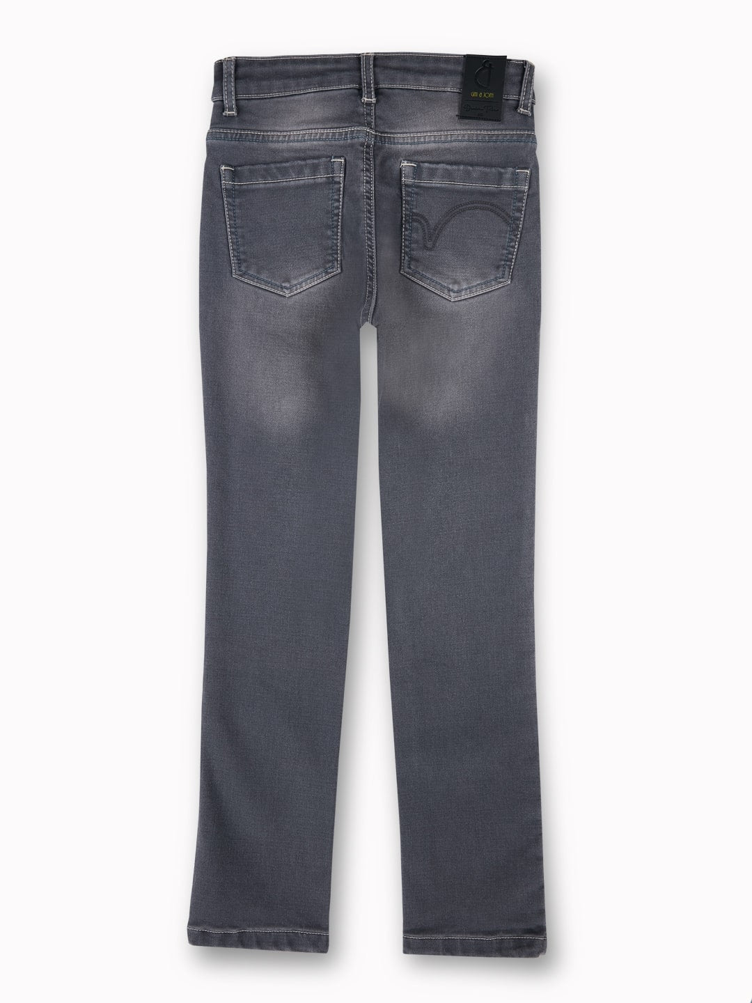 Boys Grey Washed Denim Jeans Fixed Waist