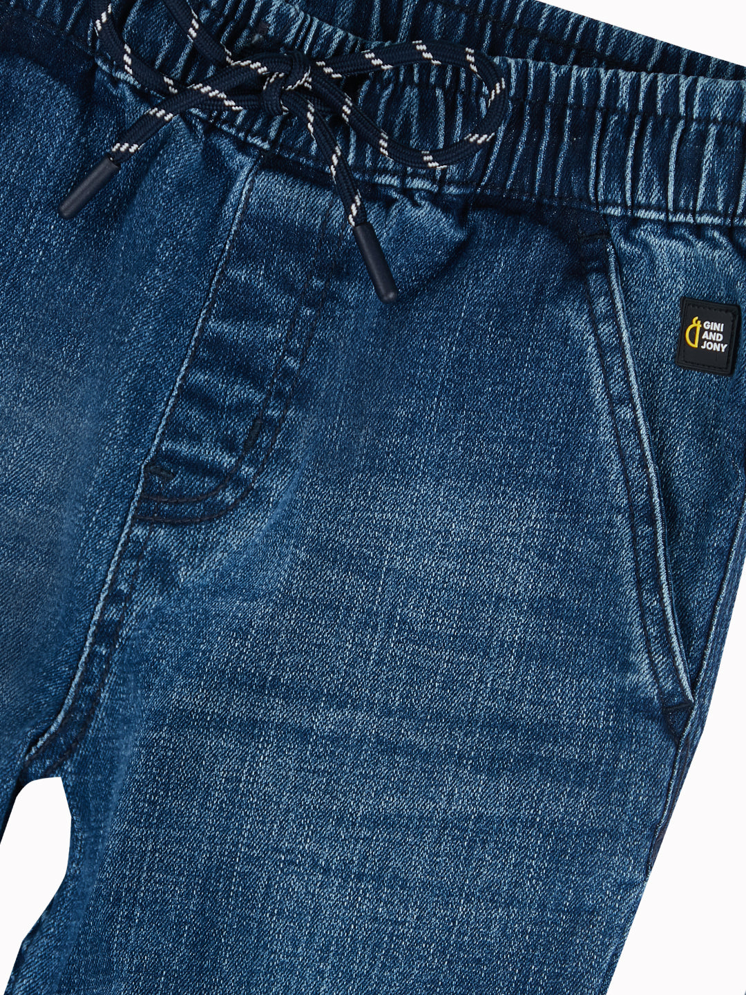 Boys Blue Washed Denim Jeans Elasticated