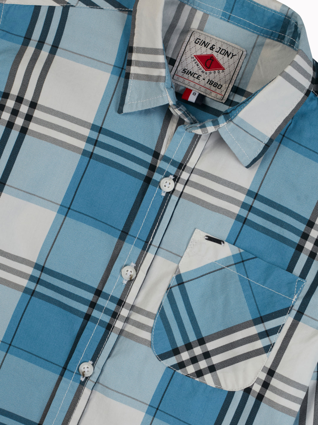 Boys Light Blue Checks Cotton Shirt Full Sleeves