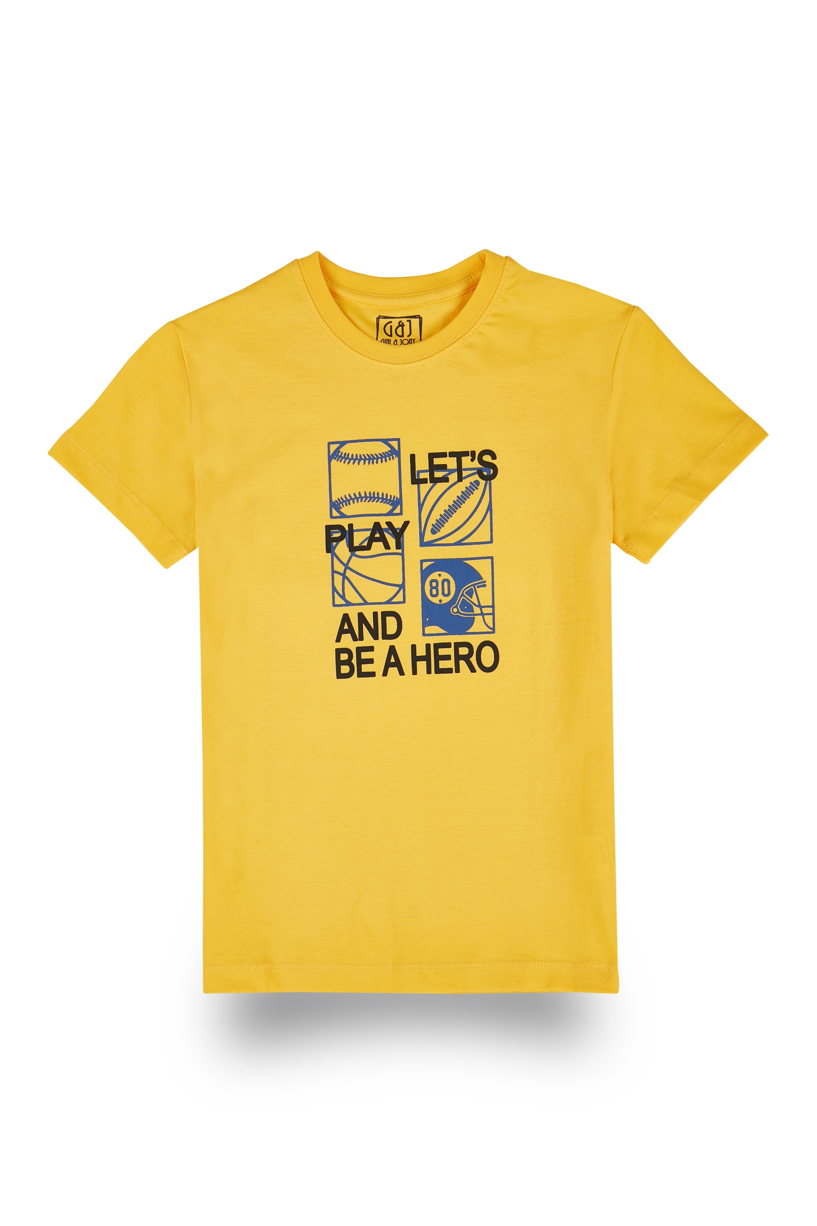 Boys Yellow Graphic Print Cotton Co-Ordinate Half Sleeves