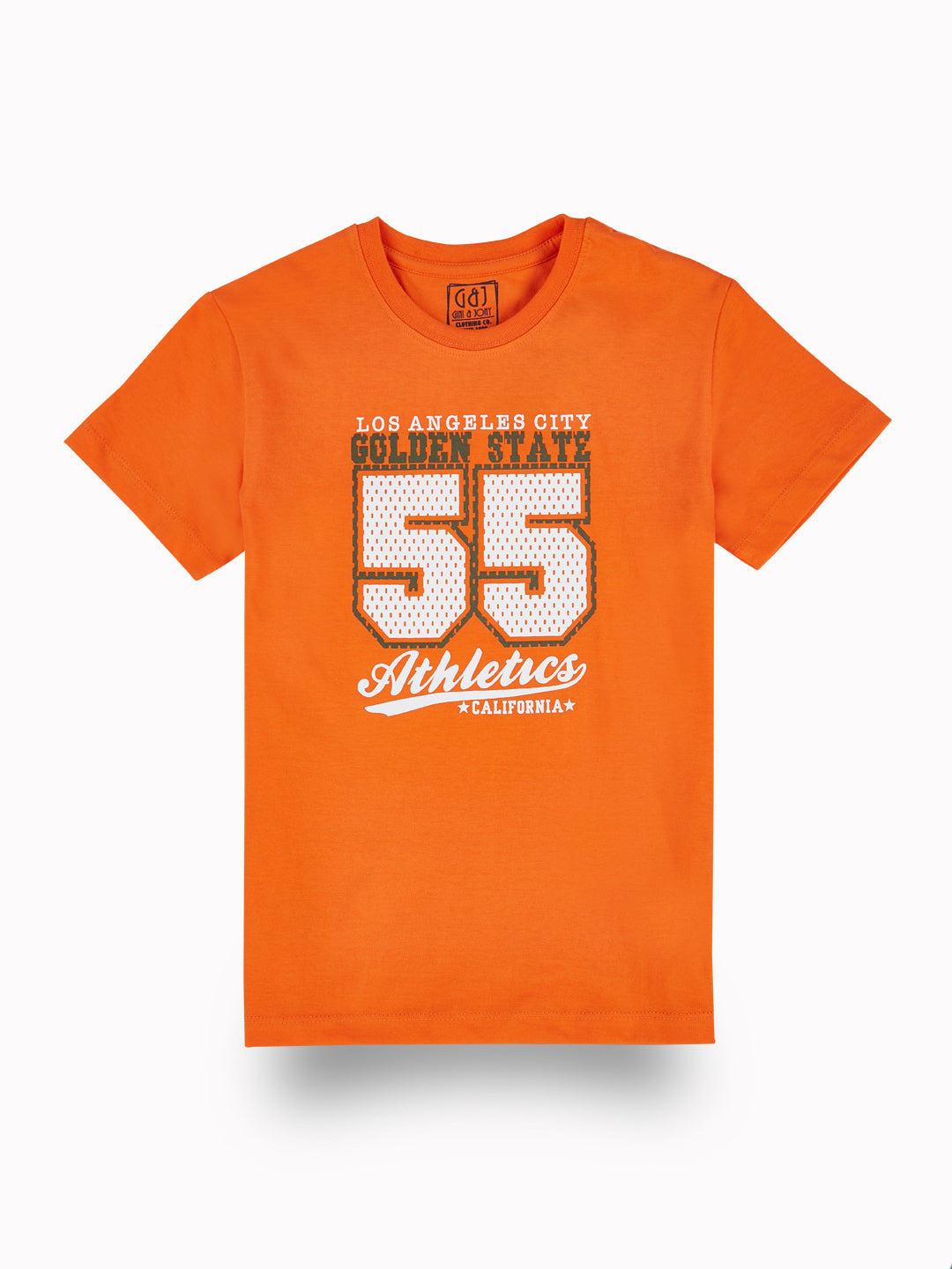 Boys Orange Typographic Print Cotton Co-Ordinate Half Sleeves