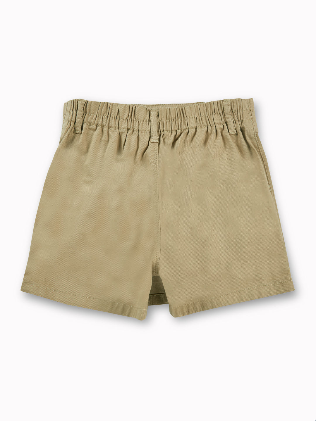 Girls Khaki Solid Cotton Skort Elasticated