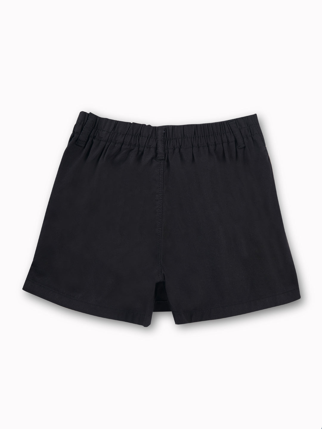 Girls Black Solid Cotton Skort Elasticated