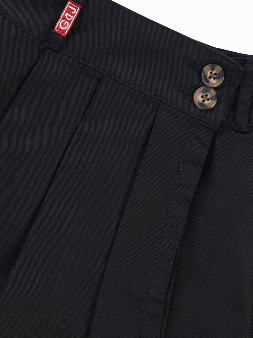 Girls Black Solid Cotton Skort Elasticated