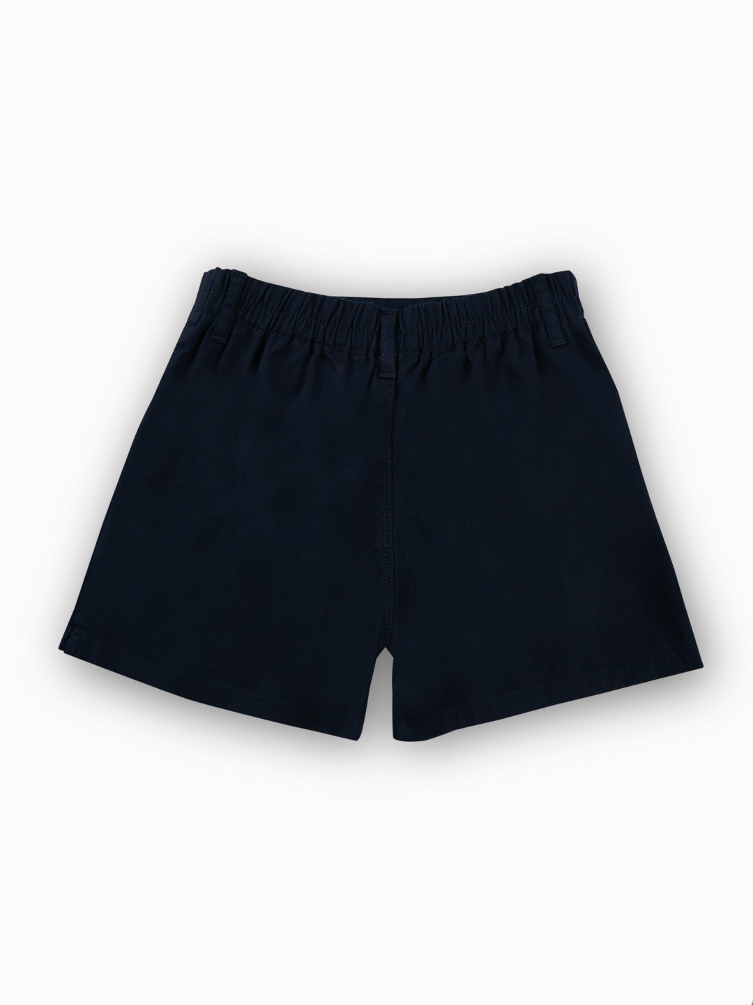 Girls Navy Blue Solid Cotton Skort Elasticated