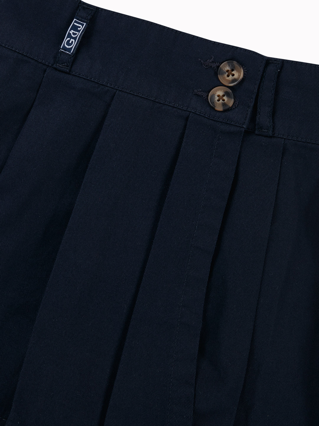 Girls Navy Blue Solid Cotton Skort Elasticated