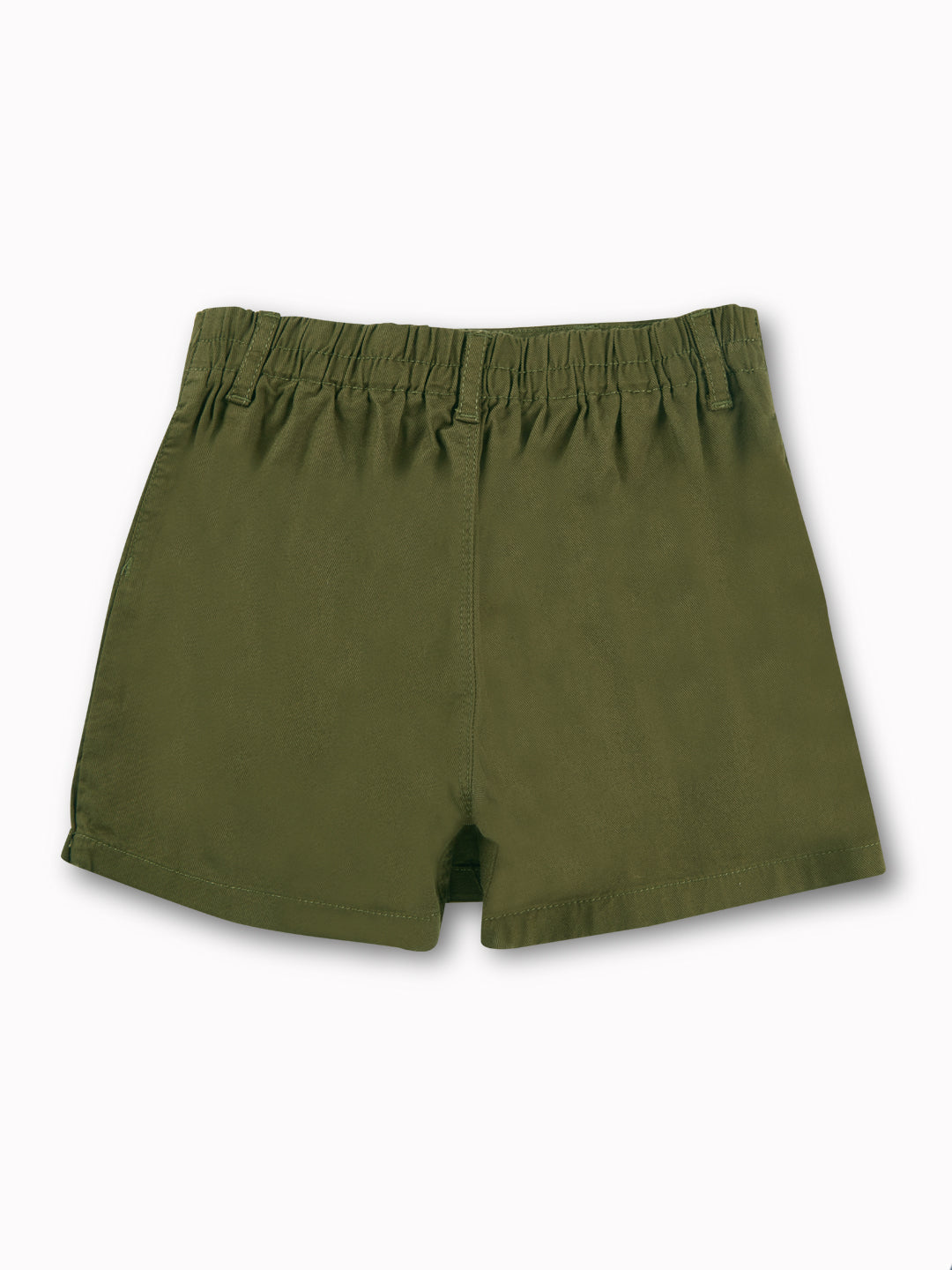 Girls Olive Solid Cotton Skort Elasticated