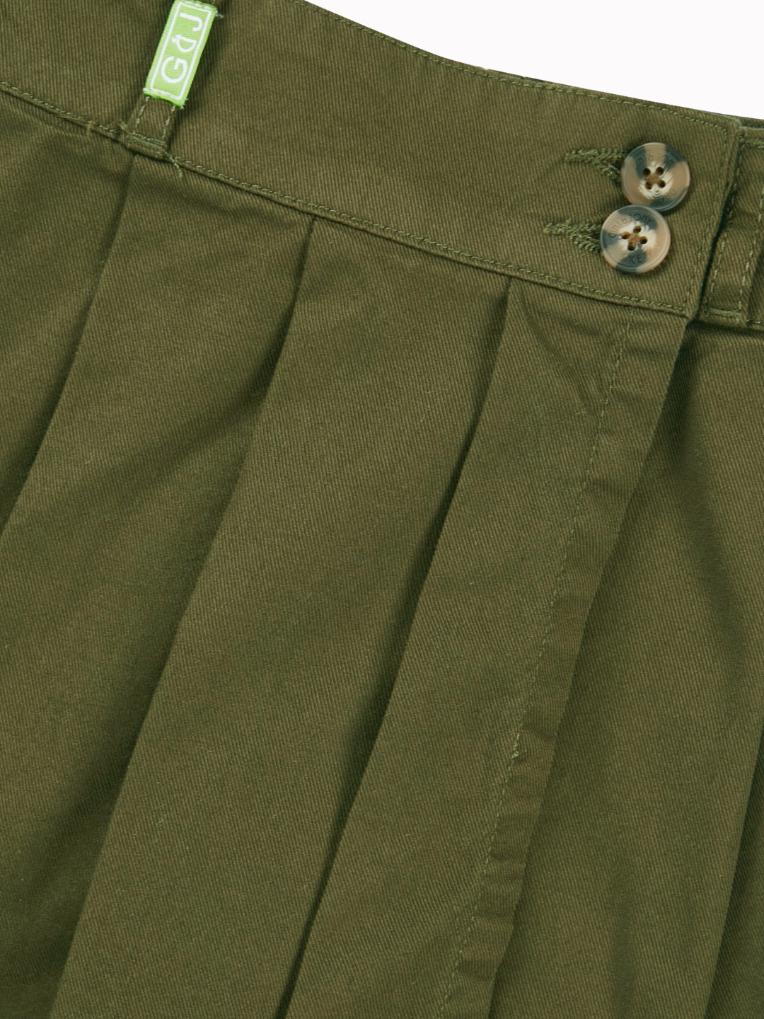 Girls Olive Solid Cotton Skort Elasticated