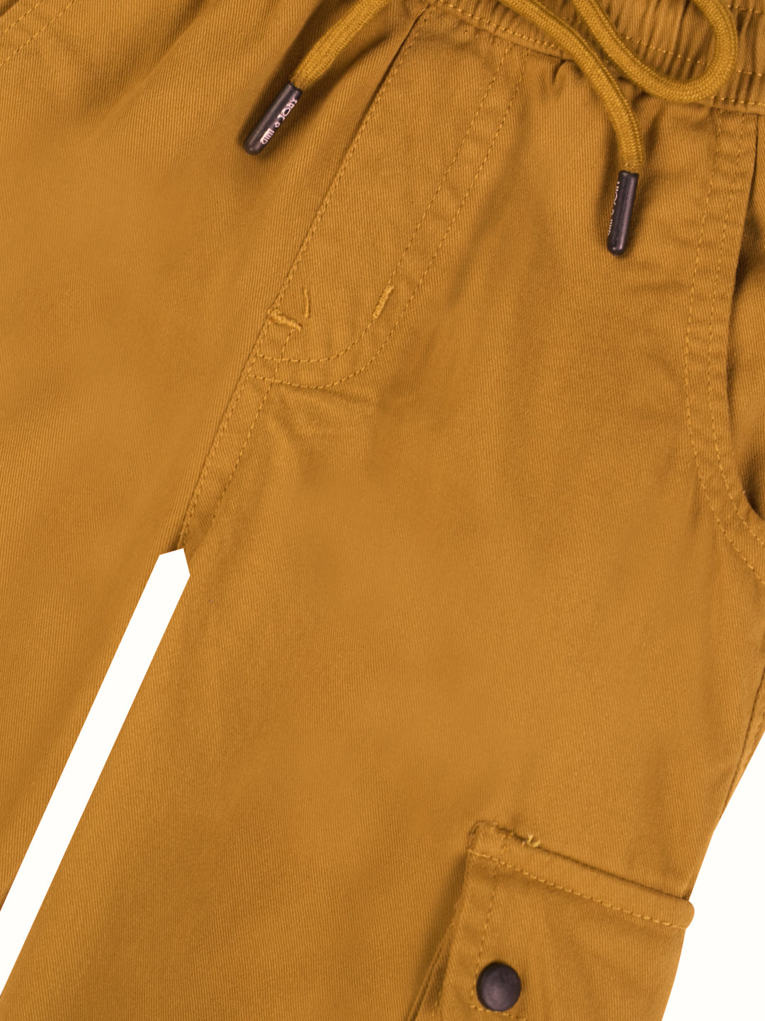 Boys Mustard Yellow Solid Cotton Trouser Elasticated