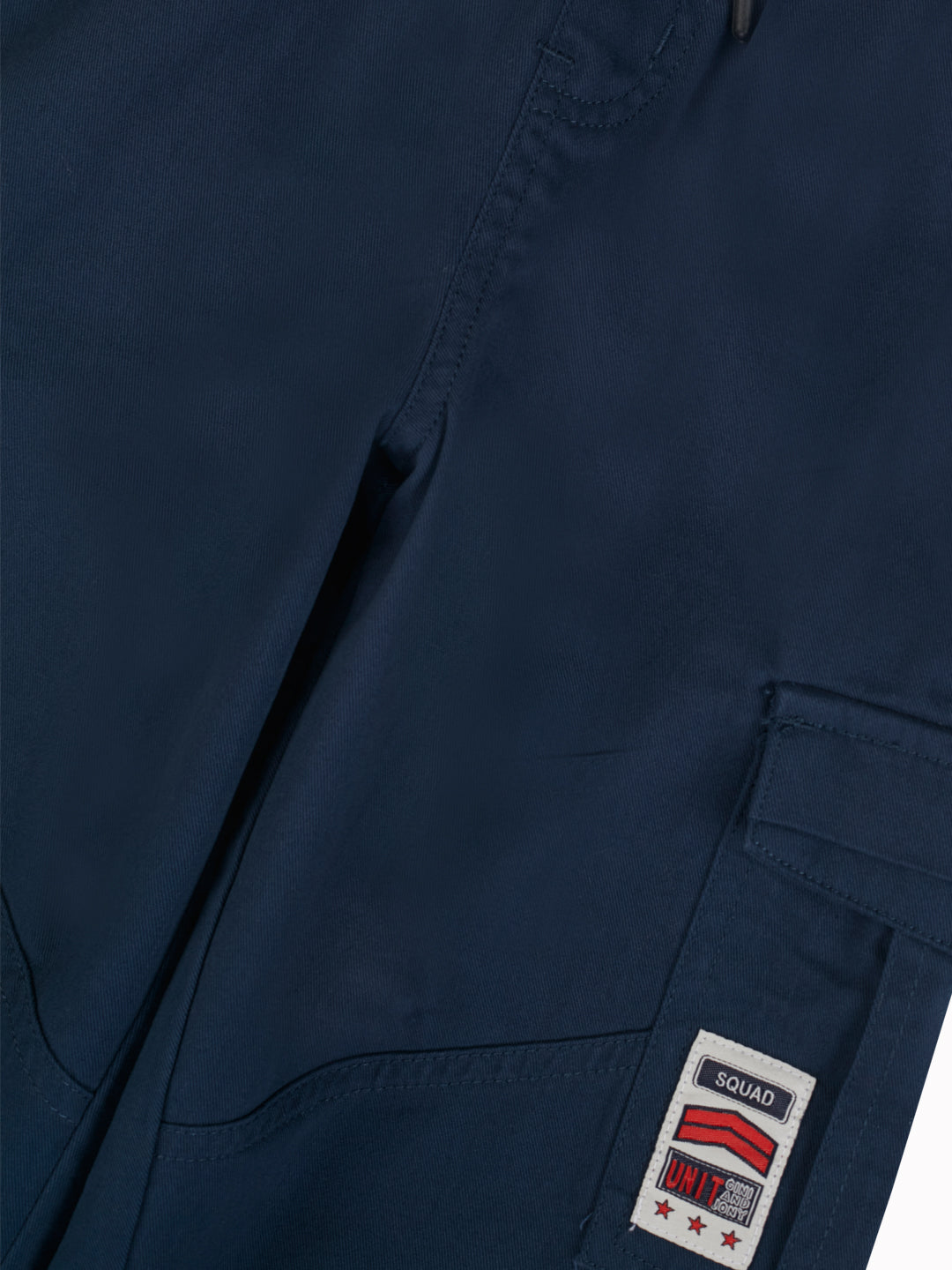 Boys Dark Blue Solid Cotton Trouser Elasticated