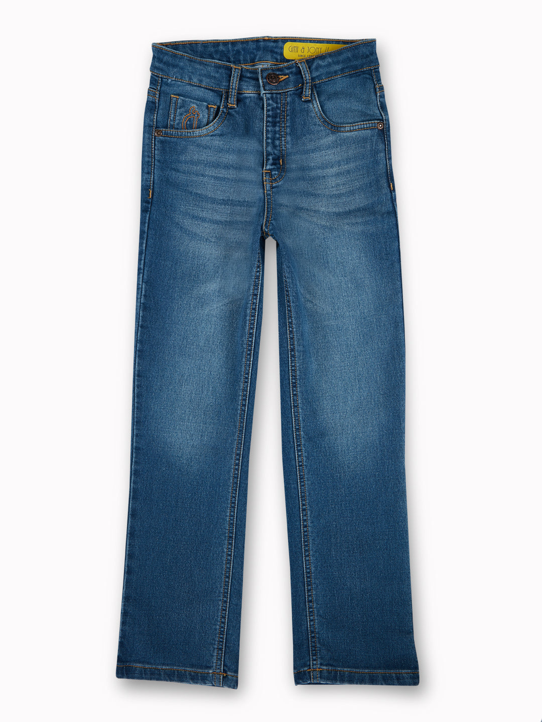Boys Blue Washed Denim Jeans Fixed Waist