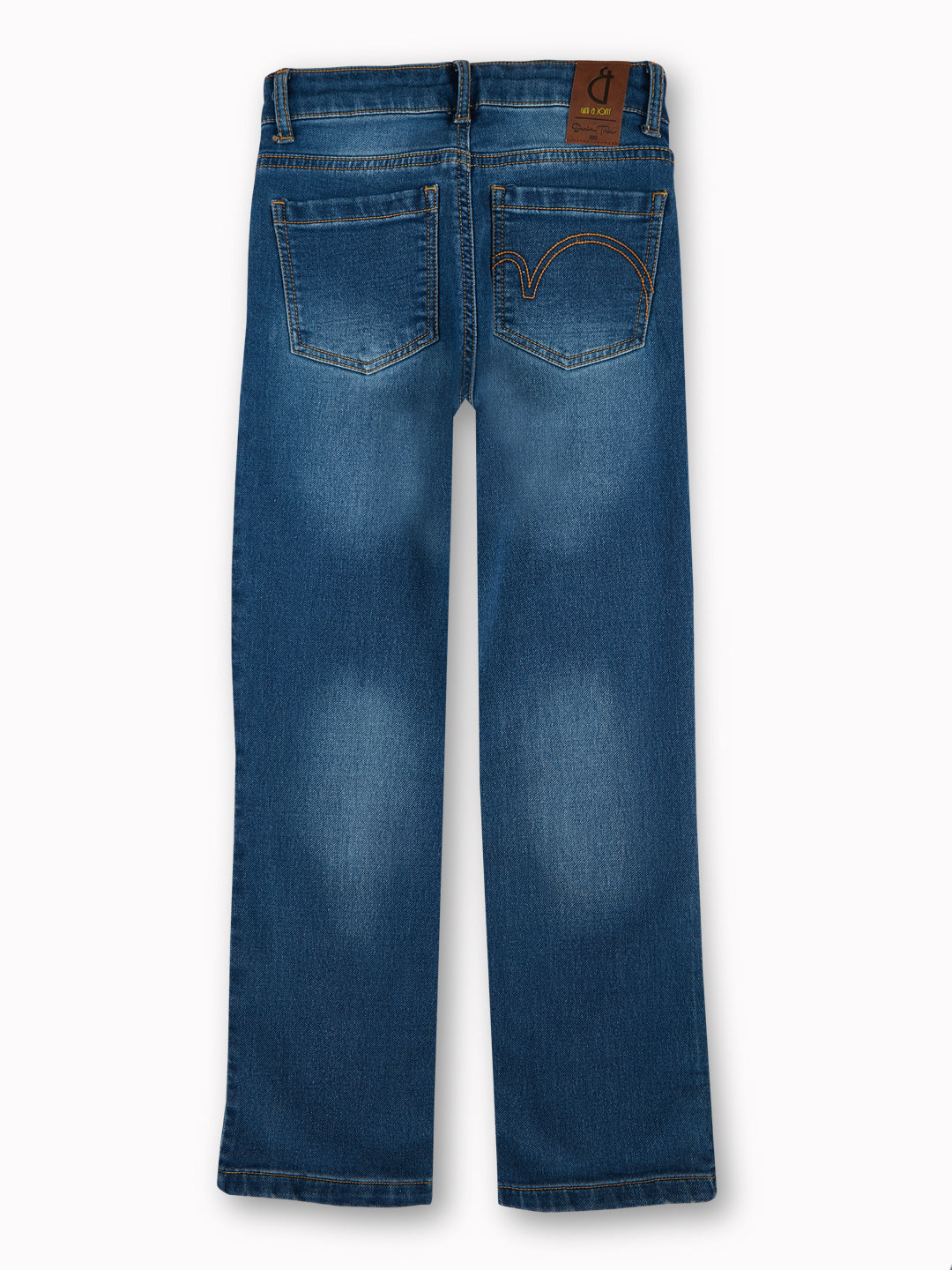 Boys Blue Washed Denim Jeans Fixed Waist
