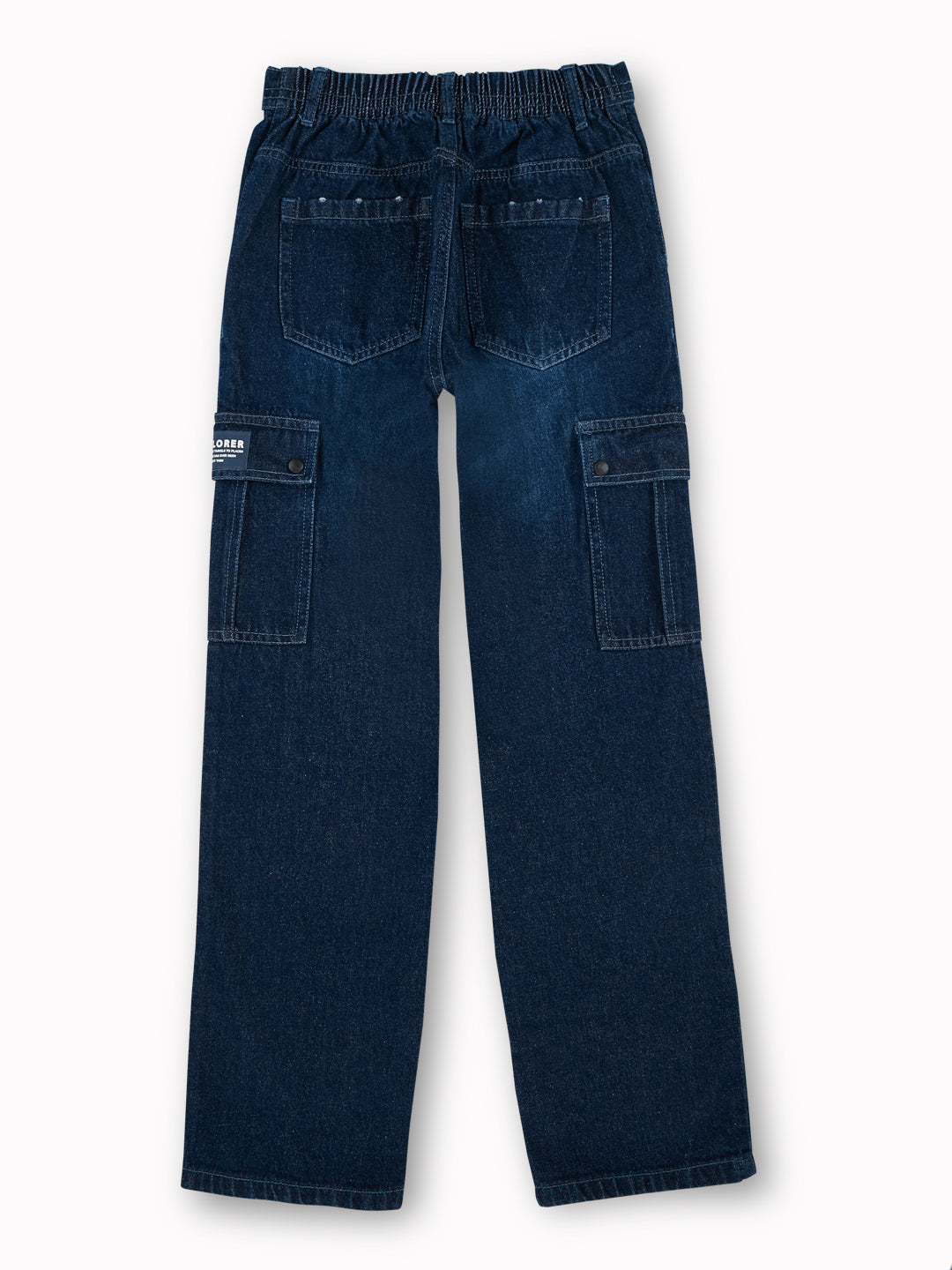 Boys Dark Blue Washed Denim Jeans Elasticated