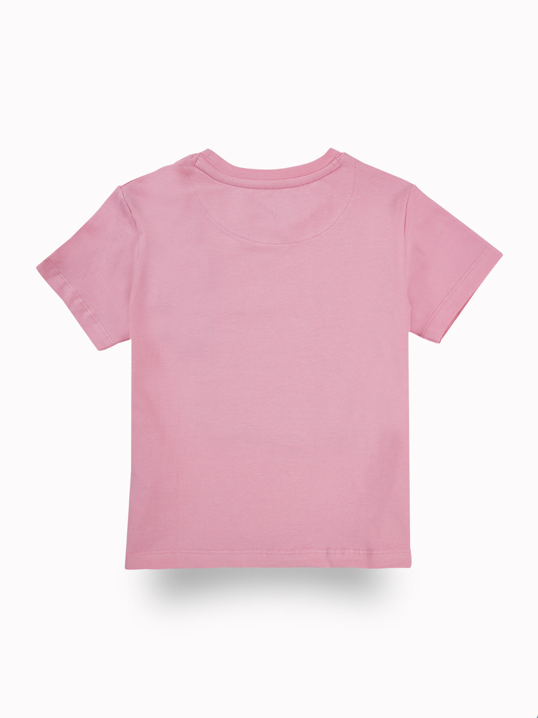 Girls Pink Graphic Print Cotton Knits Top Half Sleeves