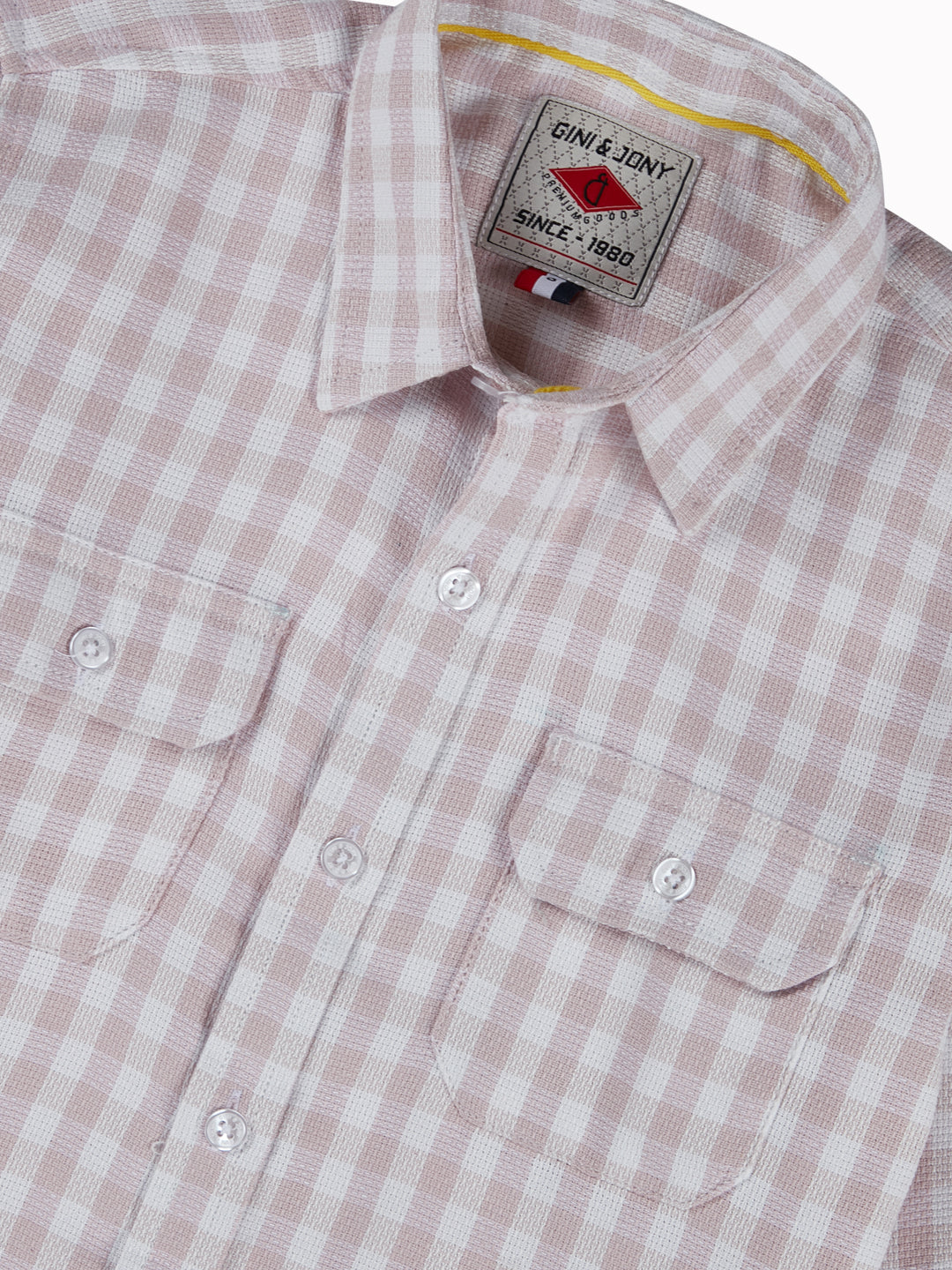 Boys Pink Checks Cotton Shirt Full Sleeves