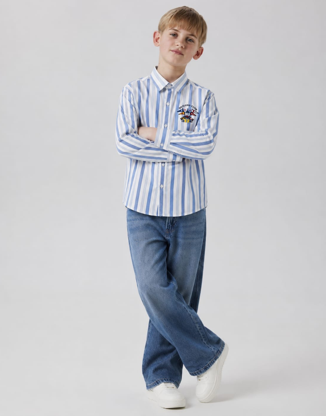 Boys Blue Stripes Full Sleeve Shirt