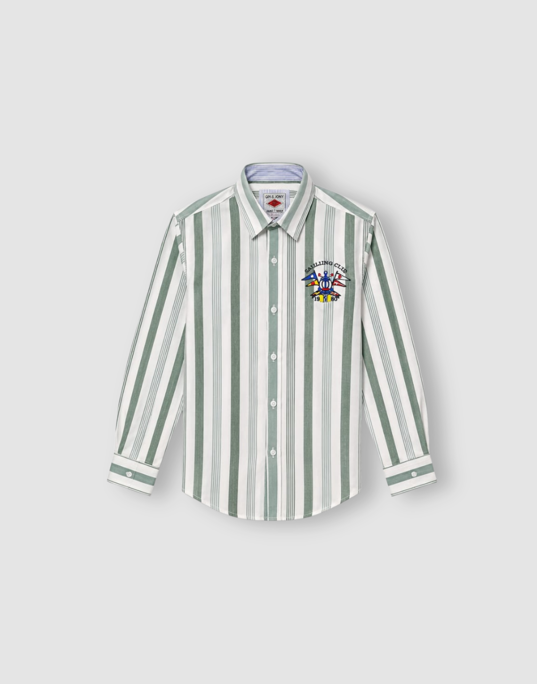 Boys Olive Striped Cotton Shirt