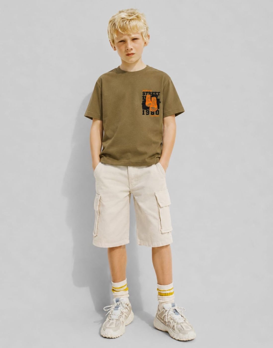 Boys Khaki Graphic print T-Shirts