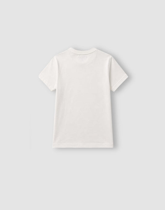 Boys White Metallic Print T-Shirts