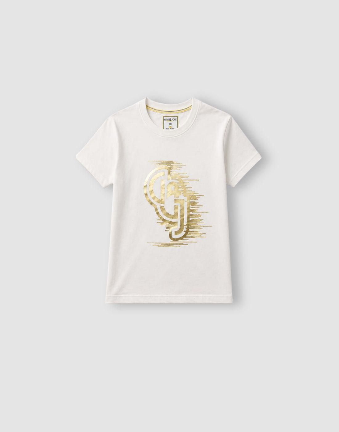 Boys White Metallic Print T-Shirts