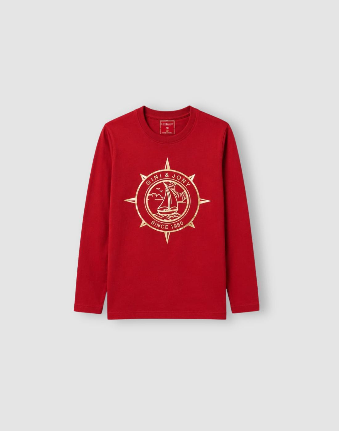 Boys Red Metallic Print T-Shirts