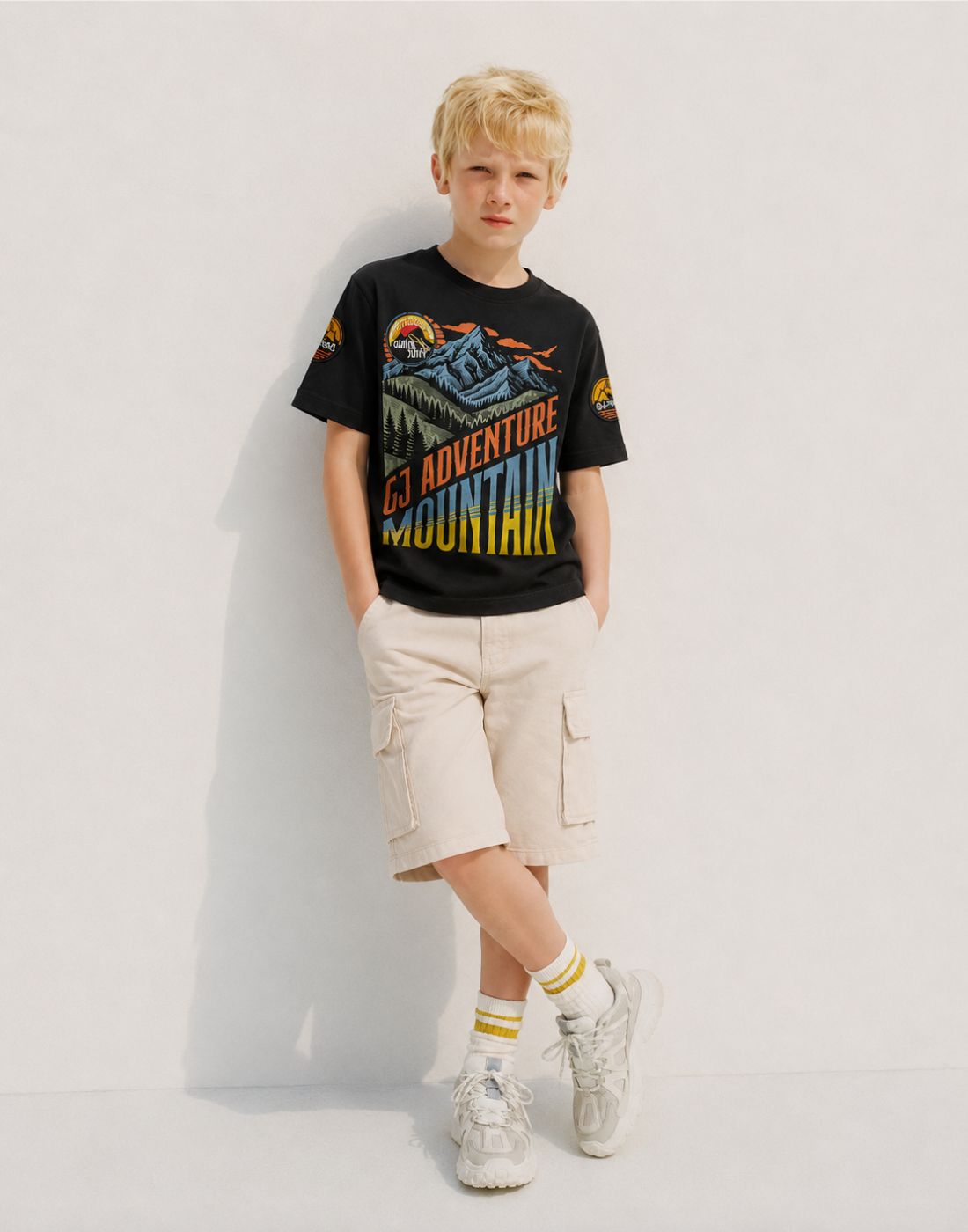 Boys Black Graphic Print Cotton T?Shirt