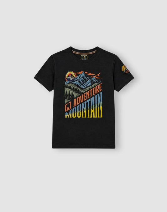 Boys Black Graphic Print Cotton T?Shirt
