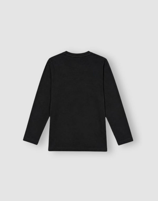 Girls Black Graphic Print Full Sleeve Knits Top