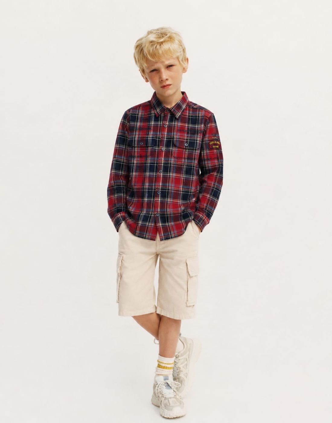 Boys Maroon Checks Full Sleeve Shirt