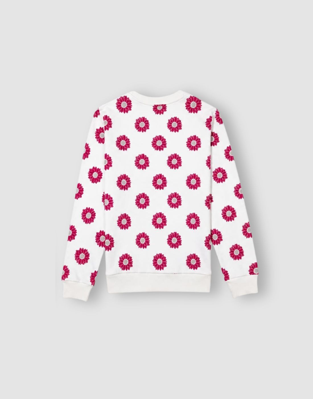Girls White Floral Full Sleeve Knits Top