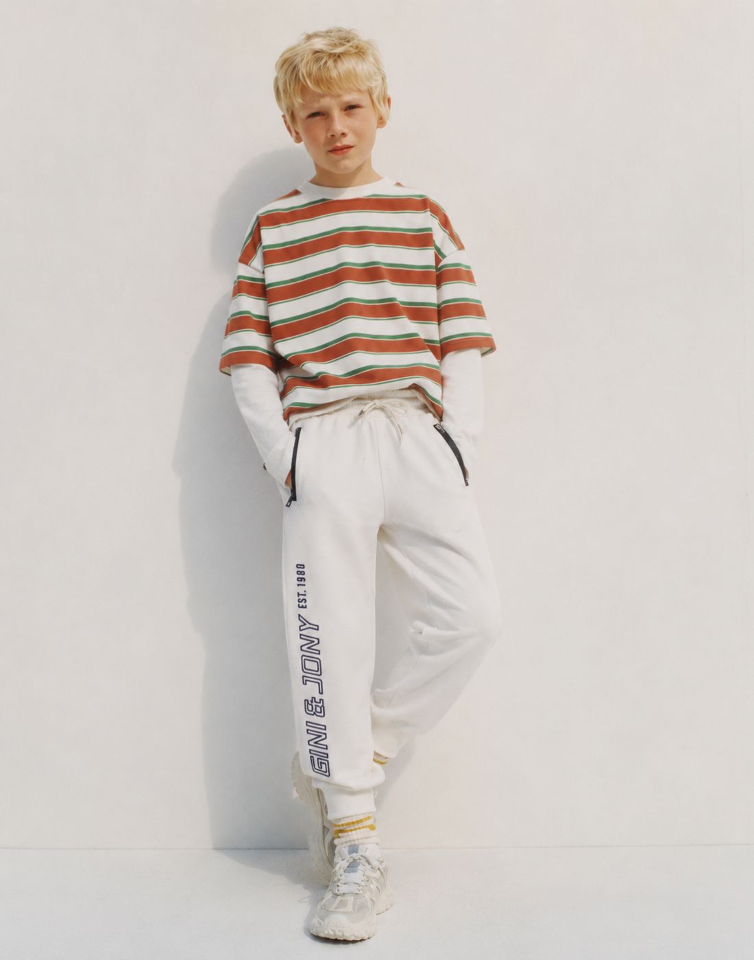 Boys White Cotton Track Pant Elasticated