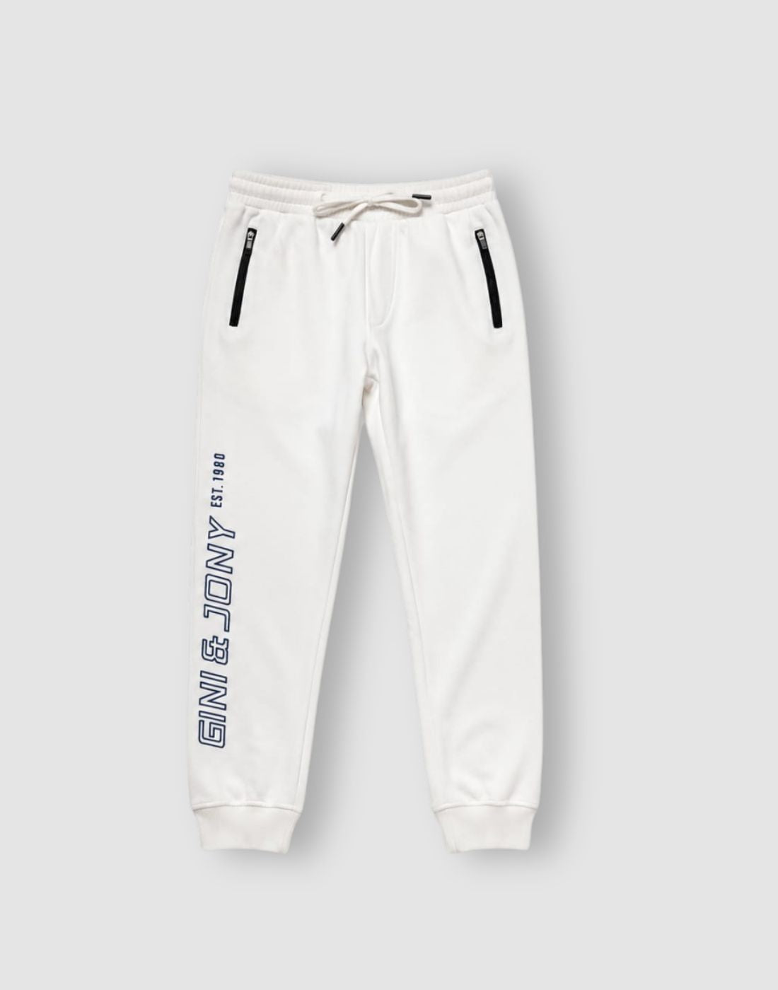 Boys White Cotton Track Pant Elasticated