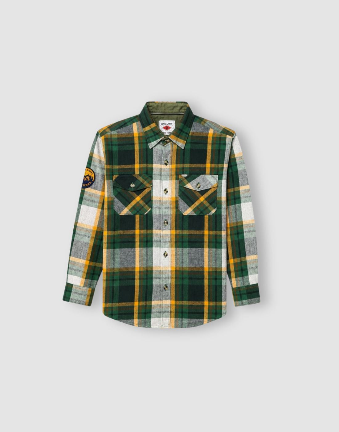 Boys Green Checks Full Sleeve Shirt