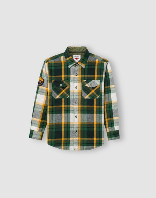 Boys Green Checks Full Sleeve Shirt