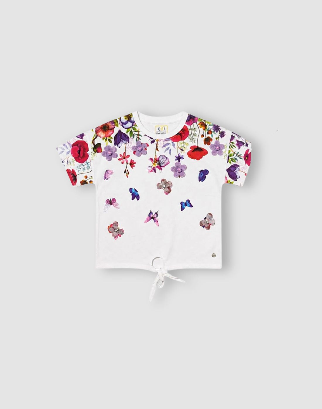 Girls White Cotton Knits Top Half Sleeves