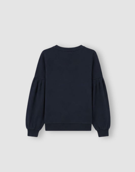 Girls Navy Blue Floral Full Sleeve Sweat Shirt