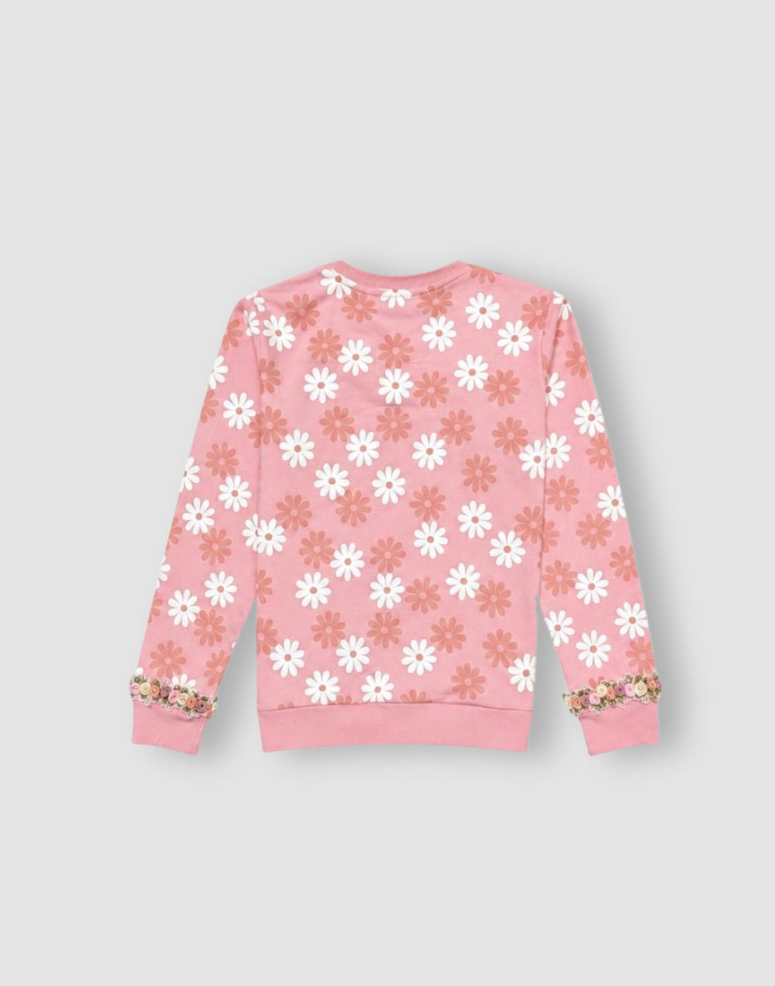 Girls Pink Floral Cotton Sweatshirt