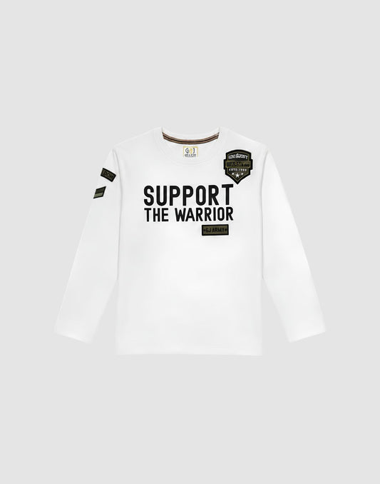 Boys White Typographic Print T-Shirts