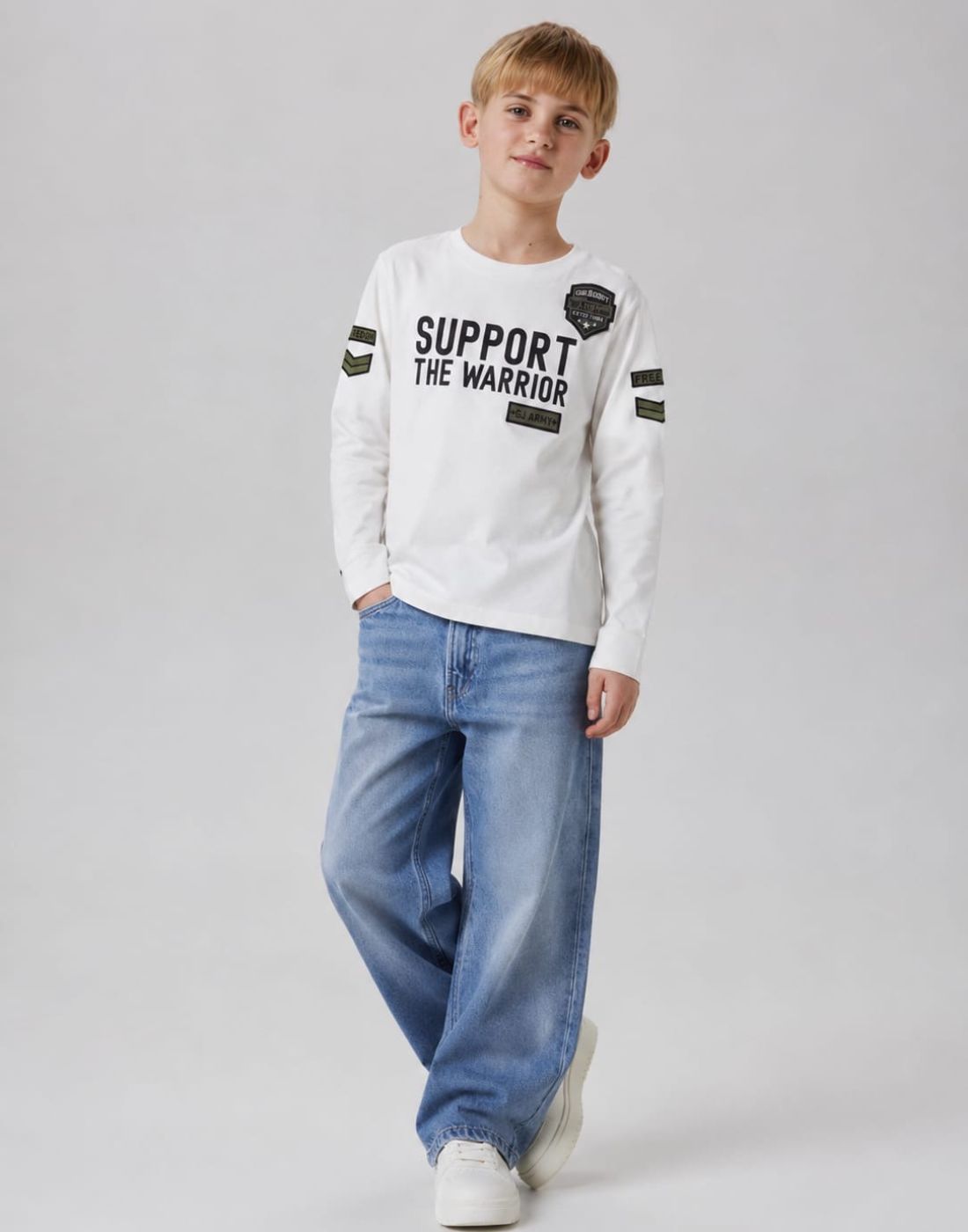Boys White Typographic Print T-Shirts