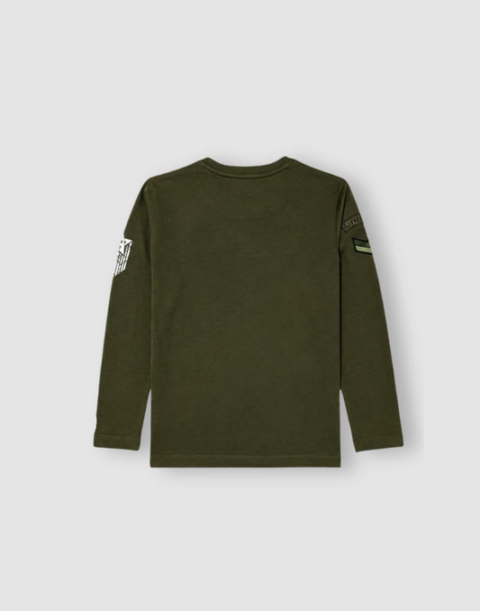 Boys Olive Typographic Print T-Shirts