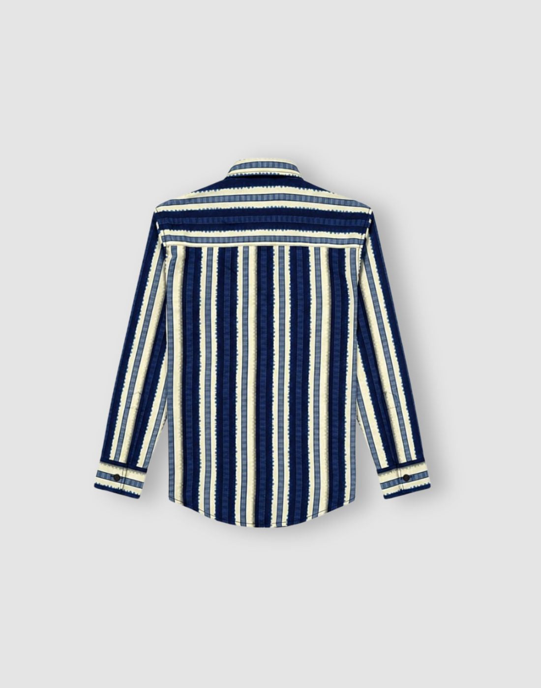 Boys Navy Blue Stripes Full Sleeve Shirt