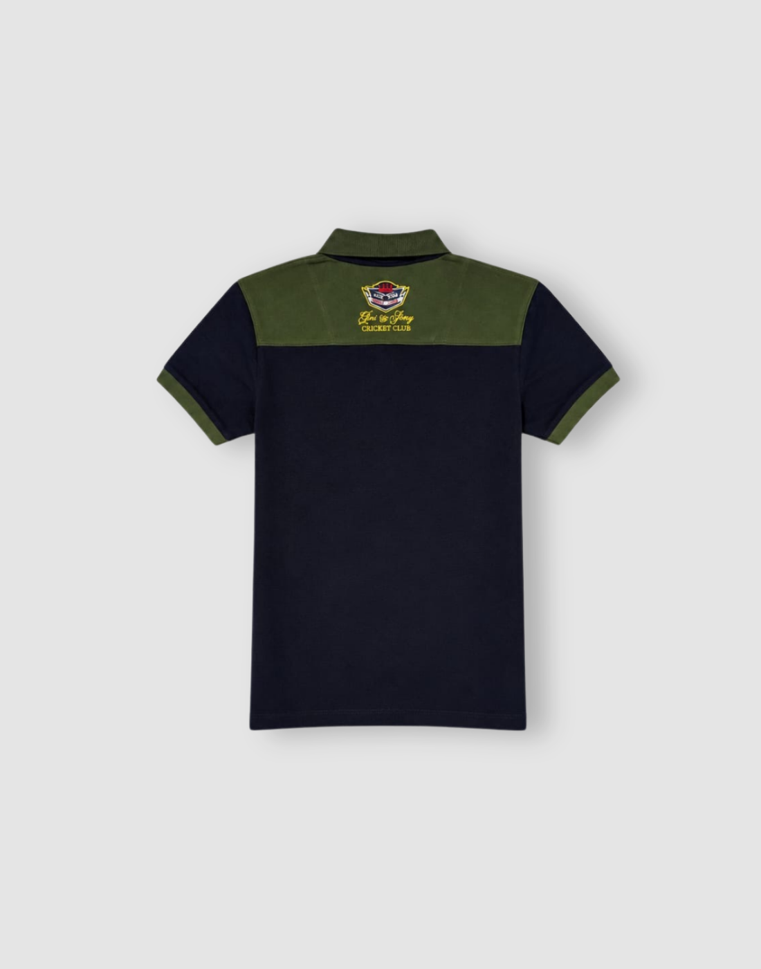 Boys Navy Blue Cotton Color Block Polo T-Shirt