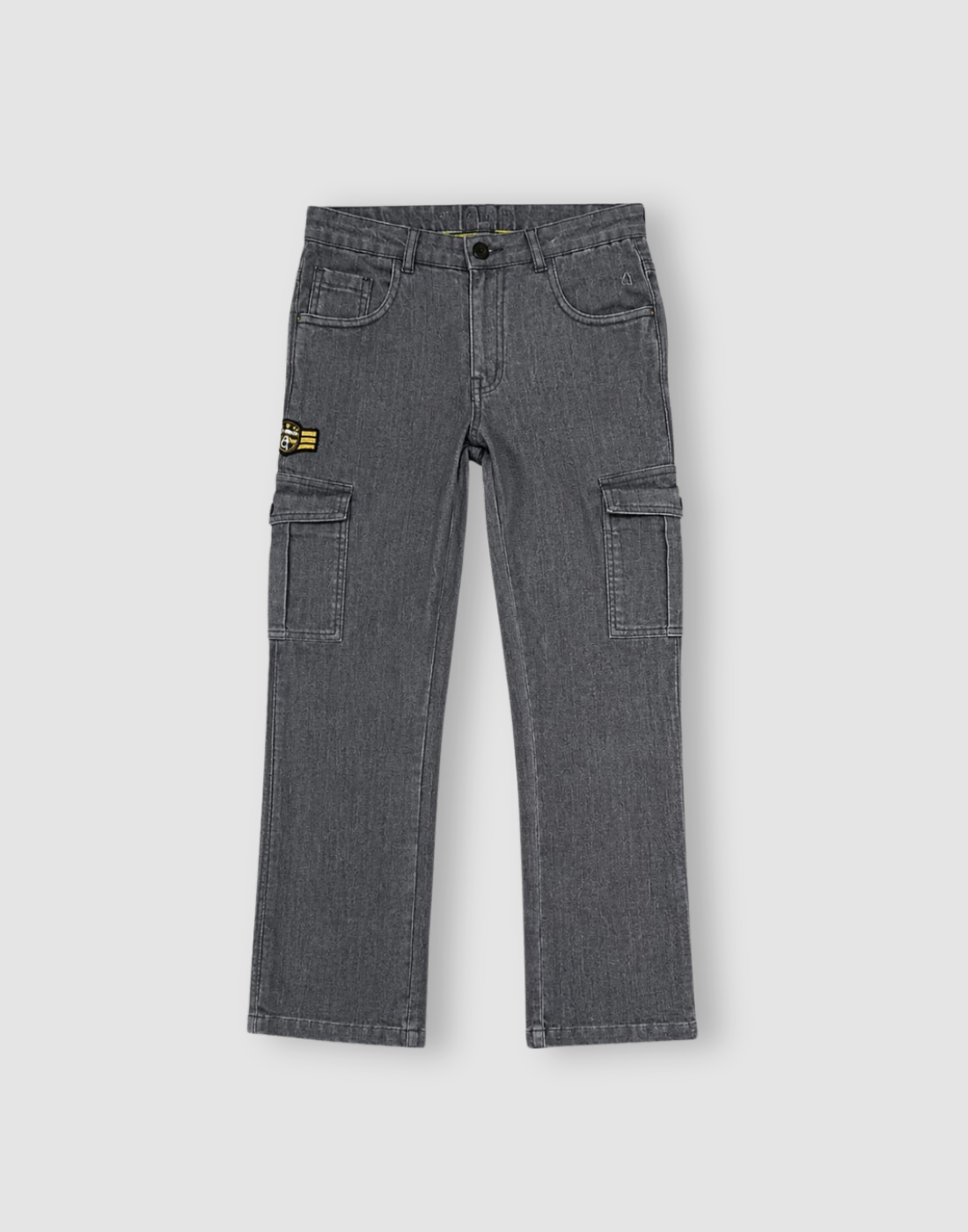 Boys Grey Solid Straight Fit Fixed Waist Jeans